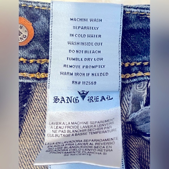 💎 Sang Real Bootcut Jeans - Size 28 - Embroidered Cross Pockets 💎 - Picture 9 of 11